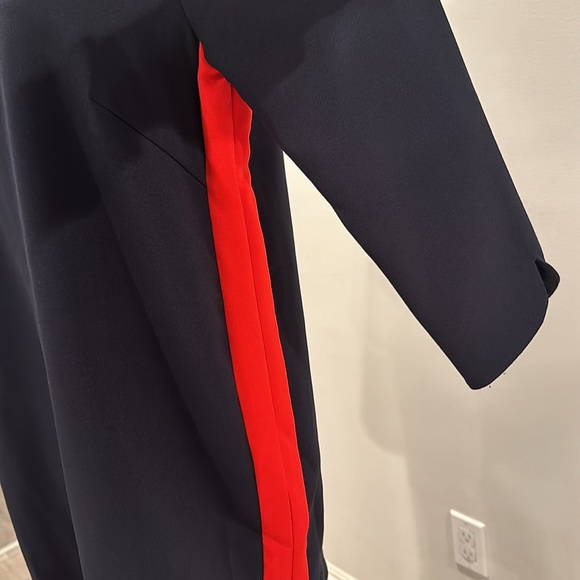 H&M 3/4 Sleeve Navy & Red Color Block Midi Dress - Picture 5 of 6